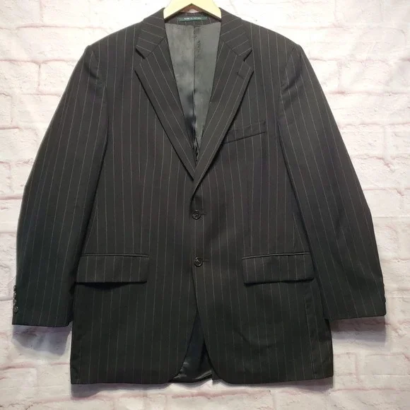 VTG‎ Lauren Ralph Lauren Pinstripe Blazer Jacket 42T Wool Alpaca Made in Canada
