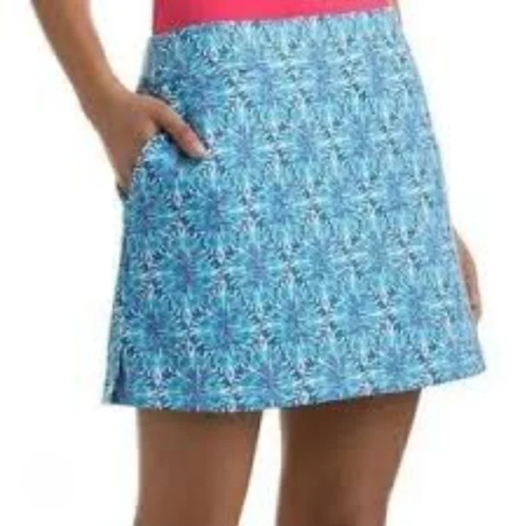 Vineyard Vines Blue Soft Knit Colorful Blue Patterned Skirt Shorts and Pockets