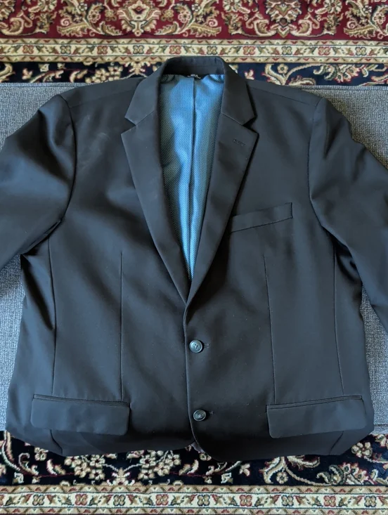 Haggar Black Two-Button Sport Coat with Blue Lining