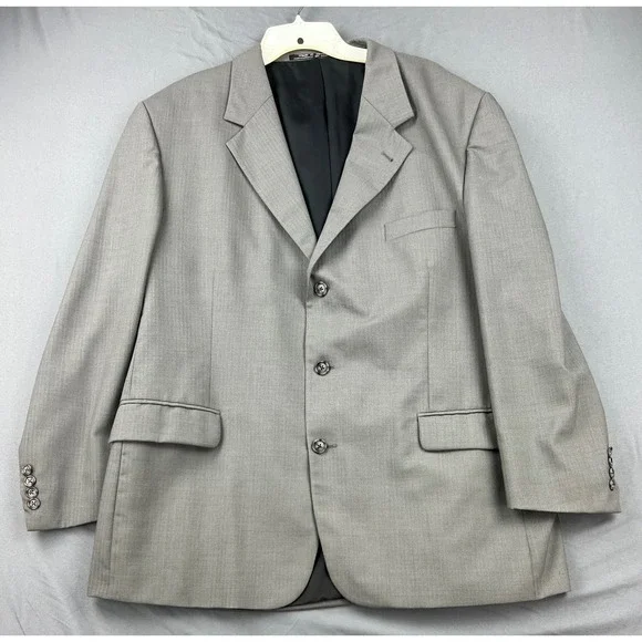 Muroya Blazer Men 46R Gray Good Super 100s Merino Wool 3 Button Suit Jacket