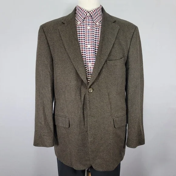 Stafford Men's Sport Coat Blazer Two Button Brown Wool Camel Nylon‎ BLend 42R