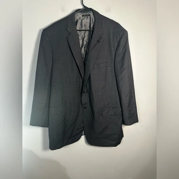 Brioni Mens Gray Plaid Wool 2-Button Blazer Sport Coat Jacket 50L Made in Italy