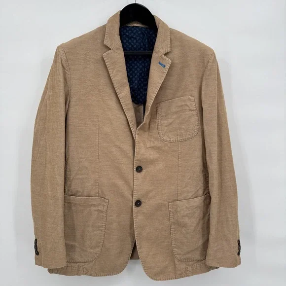 Peter Millar Corduroy mens blazer Sz L Tan MF13j96 Cotton Lightweight Chore