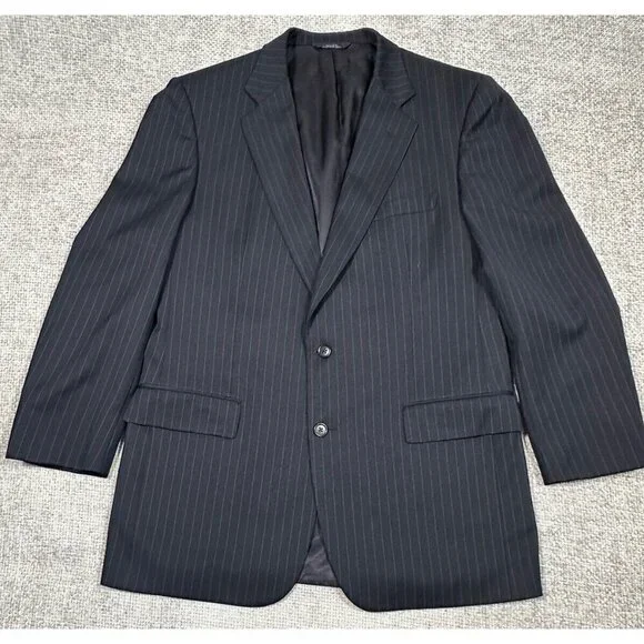 Vtg Brooks Brothers Suit‎ Jacket Mens 43L Blue Striped Wool Union USA Sport Coat