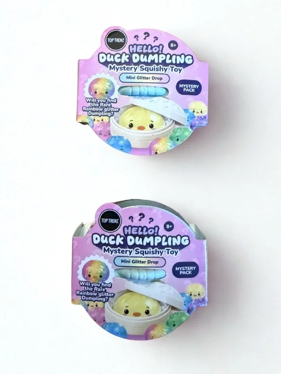 Set of New Top Trenz Hello Duck Dumpling Mystery Squishy Toy Mini Glitter Drop