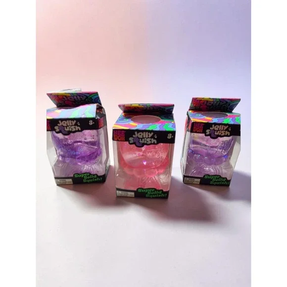 Schylling NeeDoh Jelly Squish Set of 3 Pink Purple Jellyfish Sensory Fidget Toy
