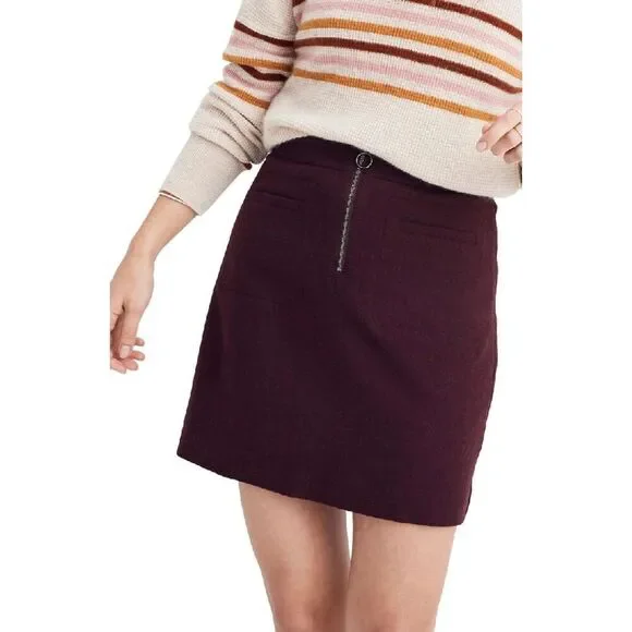 Madewell Fireside Mini Skirt in Burgundy Size 4 Preppy, Retro, Dark Academia