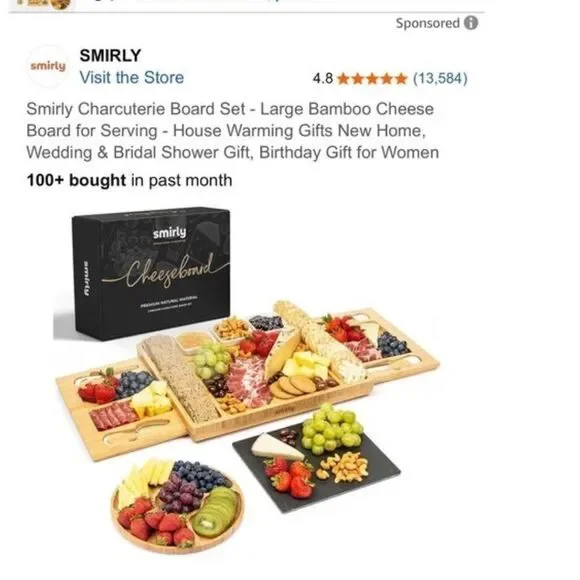 Large bamboo charcuterie board set with accessories