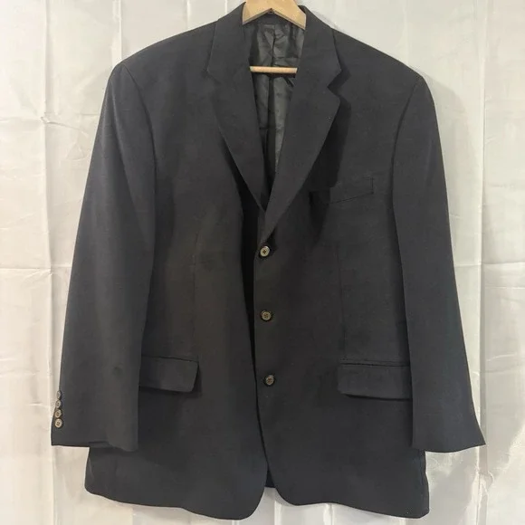 Vtg 98 Chaps Ralph Lauren Mens Black Micro Fiber Blazer Sport Coat 46 R Union