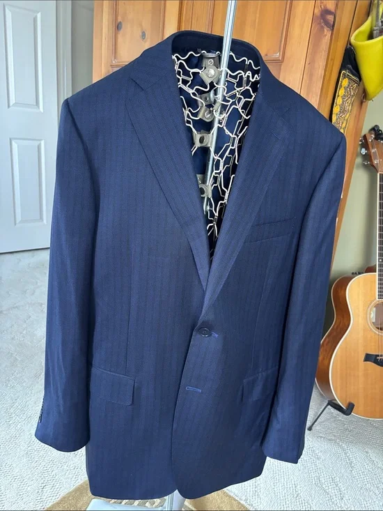 Canali Navy Pinstripe Two-Button Blazer