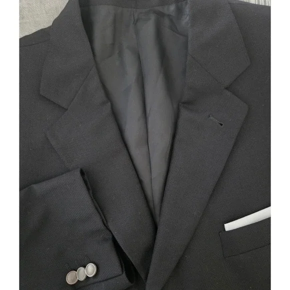 Ermenegildo Zegna Lubiam Black Wool Blazer Mens Size 50L‎ Made in Italy Luxury