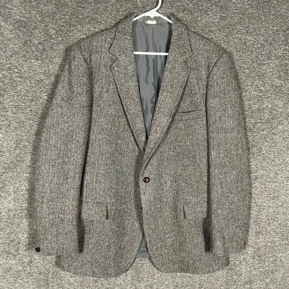 Harris Tweed Gleneagles Range Wool Blazer Sport Coat Herringbone Mens 40R‎