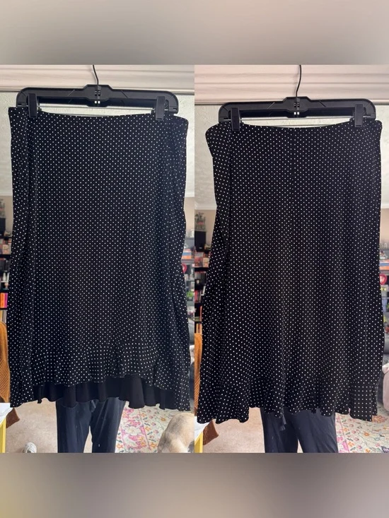 Dressbarn Black Polka Dot A-Line Skirt