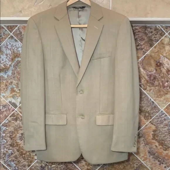 Men's Joseph & Feiss Gold Luxury 100% Wool Two Button Tan Blazer Size 38R