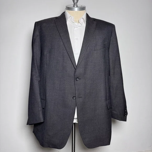 Pronto Uomo Platinum Sport Coat Mens 52L Brown Micro-Check Wool Executive Blazer