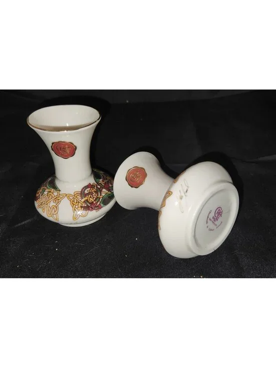 CRE 2 Irish porcelein bud bases signed by Joe mccaul box T