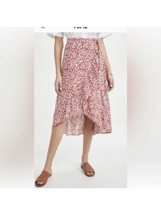 Rails Women’s Skirt Size XS Scarlet Camellia Floral Neptune Ruffle Floral Wrap