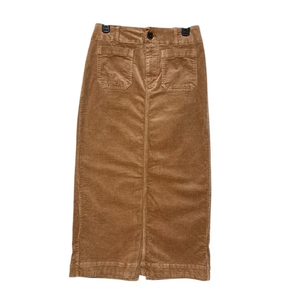 Anthropologie‎ Colette SP Skirt Maeve Corduroy Maxi Mustard Brown Boho Grunge