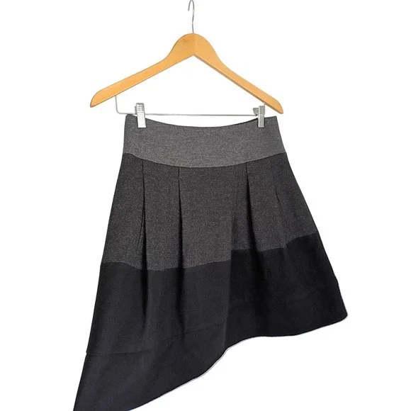 Vince Grey Black Colorblock Wool Blend Pleated Mini Skirt Pockets Sz 6/S $368‎