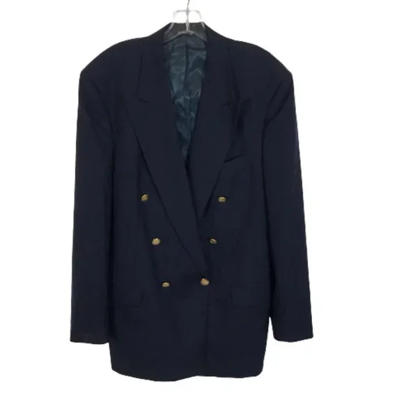 Mens Size 45 LONG 45L Burberry Navy Vintage Pure Wool Sports Coat Blazer Jacket