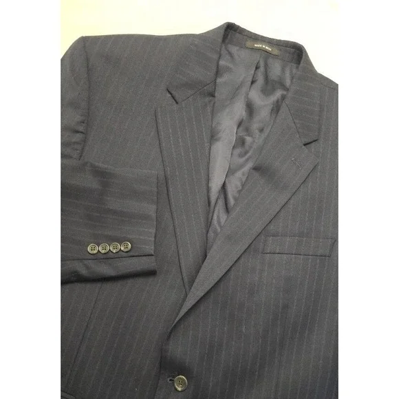 Lauren Ralph Lauren Blazer Men's 46L Navy Pinstripe Two Button 100% Wool‎