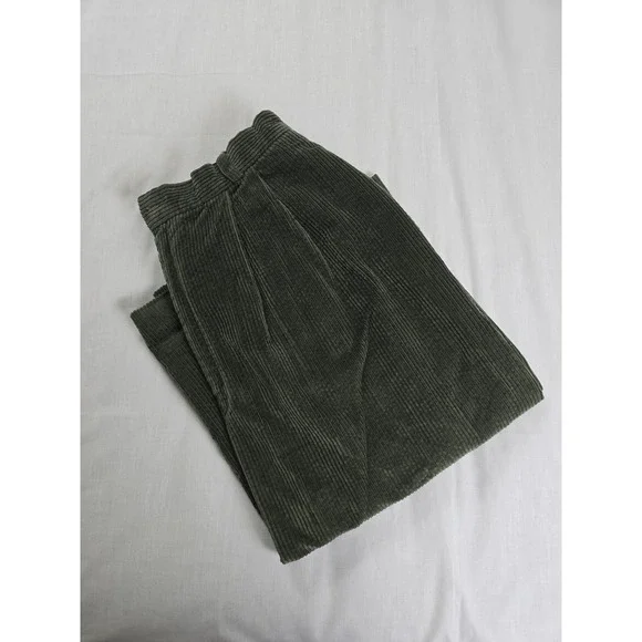 Crew Skirt Womens 14 Green Corduroy Made in Japan Pleated A Line Back Vent Lined