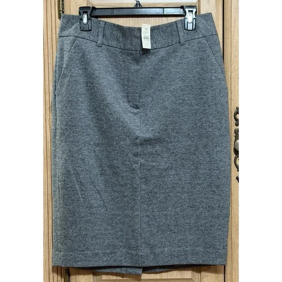Ann Taylor Loft Curvy Straight & Pencil Skirt Women's Size 12T Gray Back Slit
