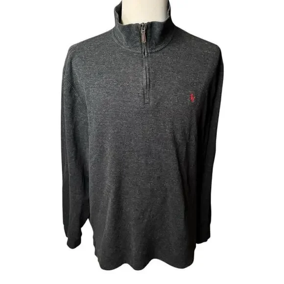 Ralph Lauren Quarter Zip Pullover Sweater Men’s 2XL Charcoal Grey Estate Rib