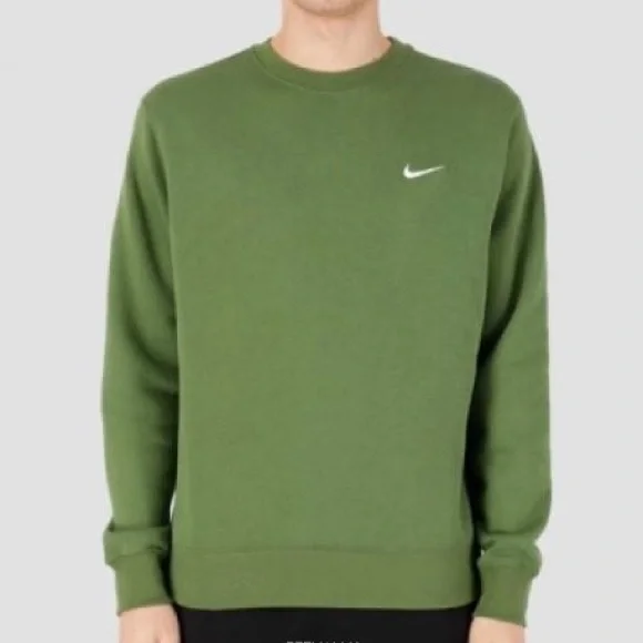 NIKE‎ Green Sportswear Club Solo Swoosh Fleece Crew Long Sleeve Sweatshirt Sz XL