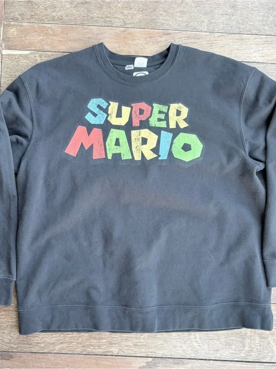 Super Mario Graphic Crewneck Sweatshirt - Black 2XL 0502