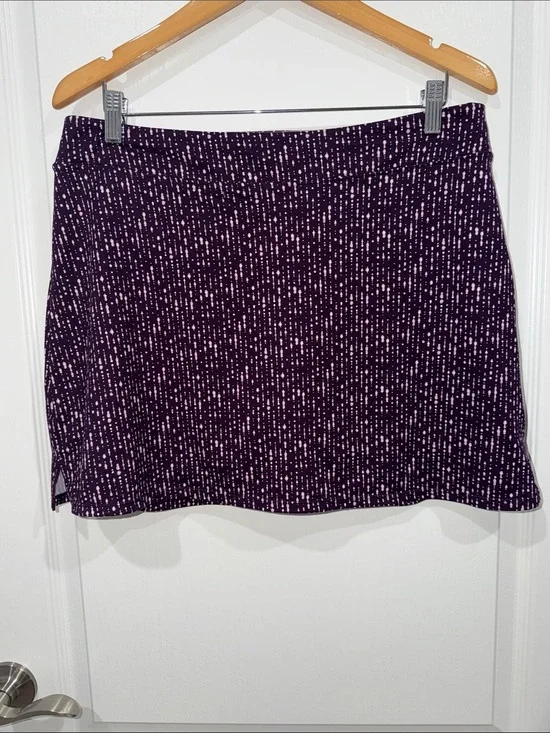 Tranquility Women's Purple Patterned A-Line Skirt w/ built in shorts size large