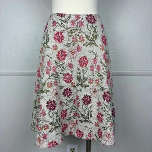 Anthropologie Cecilia Prado Meadowlark Sweater Skirt Size S Floral Texture Fairy
