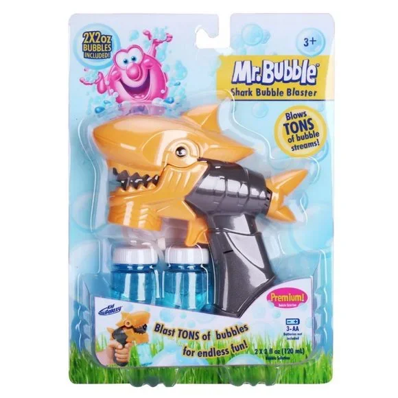 Mr. Bubble YELLOW Shark Bubble Blaster Bundle Bubbles Solution VALENTINES