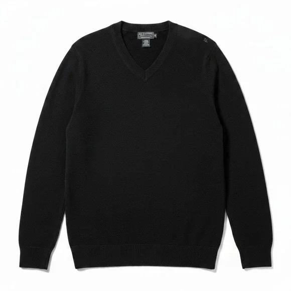 Polo Jeans Co Ralph Lauren V-Neck Sweater M Black Cotton Knit Preppy Minimalist