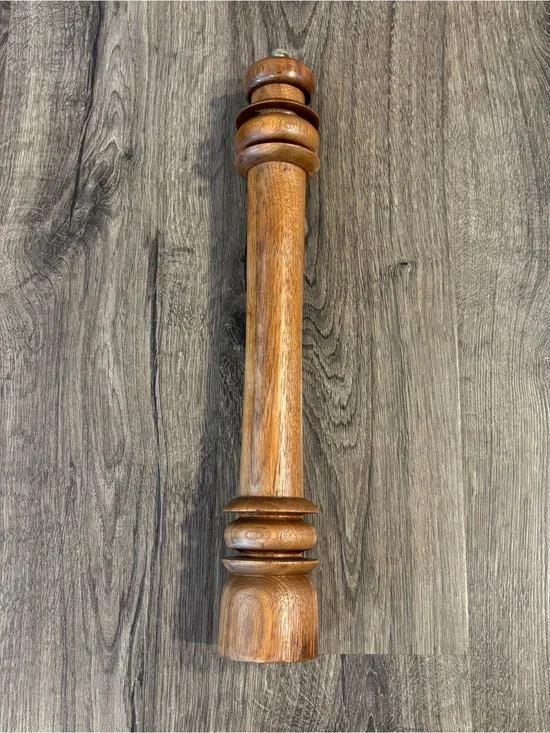 Vintage Large Restaurant-Style Walnut Pepper Grinder 18” High Stainless Steel