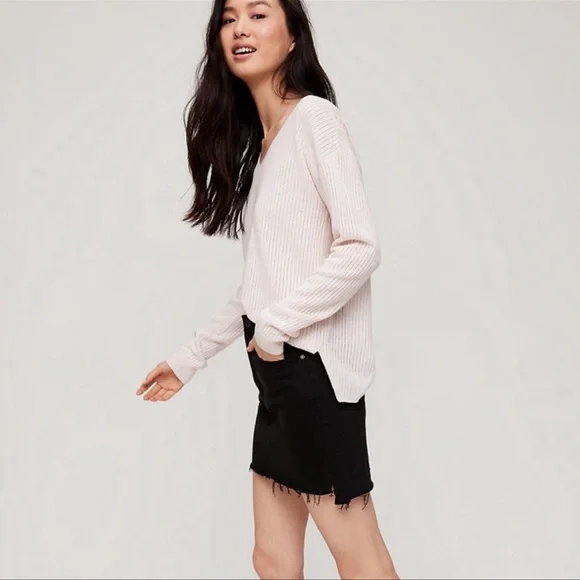 Wilfred Free‎ Tanit Denim Skirt Faded Black Raw Hem