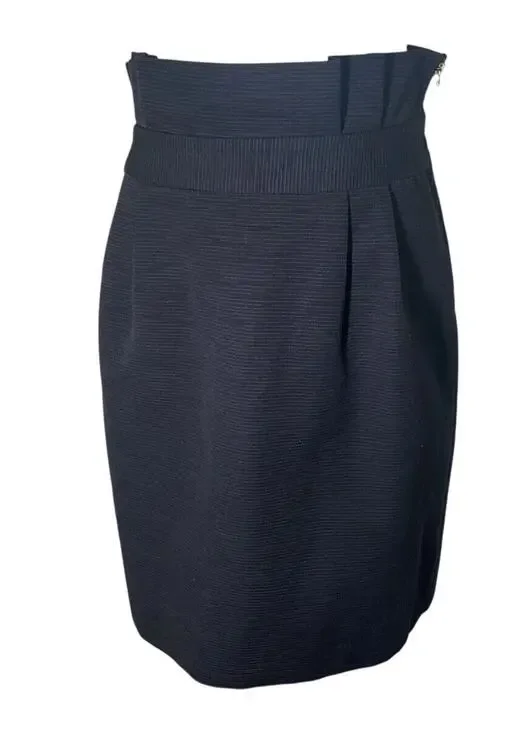 Kate Spade Black Classsic Skirt Paper Bag Top Textured Size 4 Gold Zipper