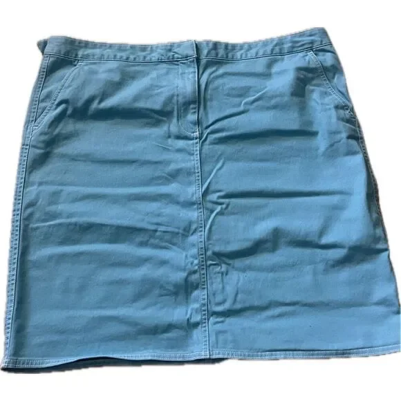 Lands End Turquoise Denim Mini Skirt Women’s Size 18