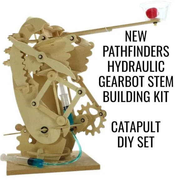 New Pathfinders STEM Kit Hydraulic Gearbot Wooden Building Catapult DIY HYDRAULI