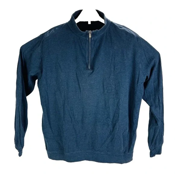 Peter Miller Blue 1/4 Zip Cotton Pullover Jumper Sweater Mens Size‎ XL