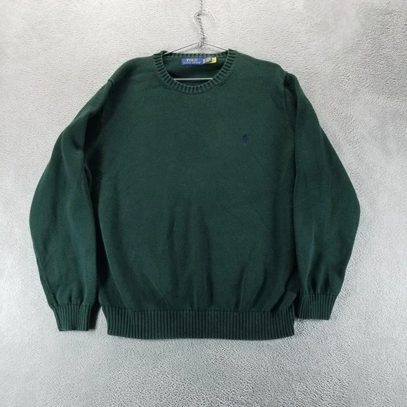 Polo Ralph Lauren Sweater Mens 2XL‎ Green Crewneck Knit Pullover Pony Logo