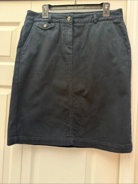 Talbots Black Pencil Skirt with Button Accent