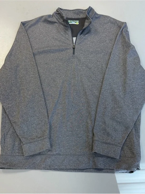 Men's Heather Grey‎ Quarter-Zip Pullover Pro Tour XL  #golf