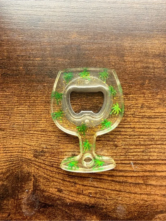 Palm Tree Bottle Opener - Clear with Green & Gold