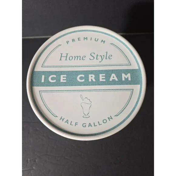 Vtg. William Sonoma Ice Cream White Crock w/ GREAT Blue Lid Graphics VERY NICE!!