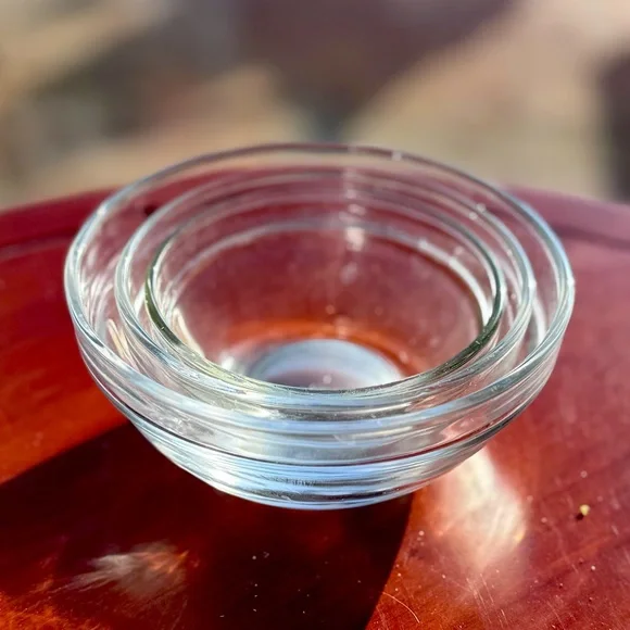Set of 3 Measuring‎ Cup Nesting Bowls Clear Glass Baking Cooking Tools