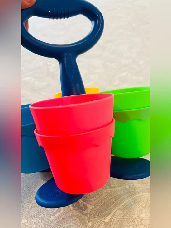 Kids Stacking  solid plastic cups Toy - Bright Pink, Green & Blue