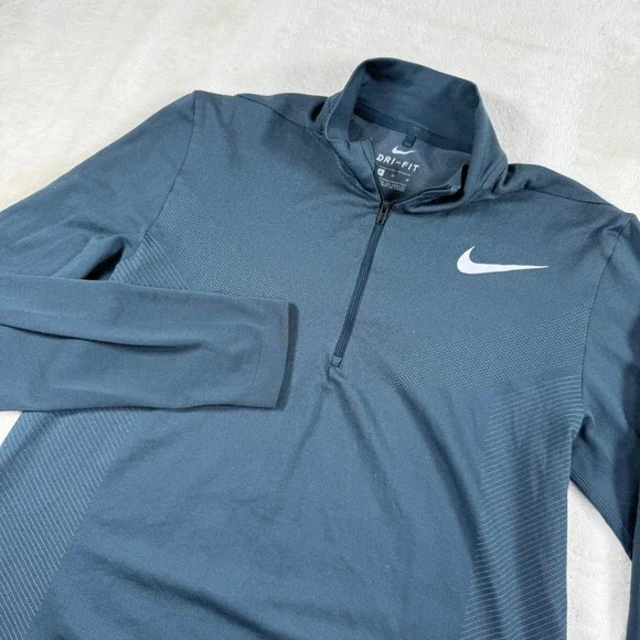 Nike Mens Dri-FIT Quarter Zip Pullover Long Sleeve Training Top Blue Medium
