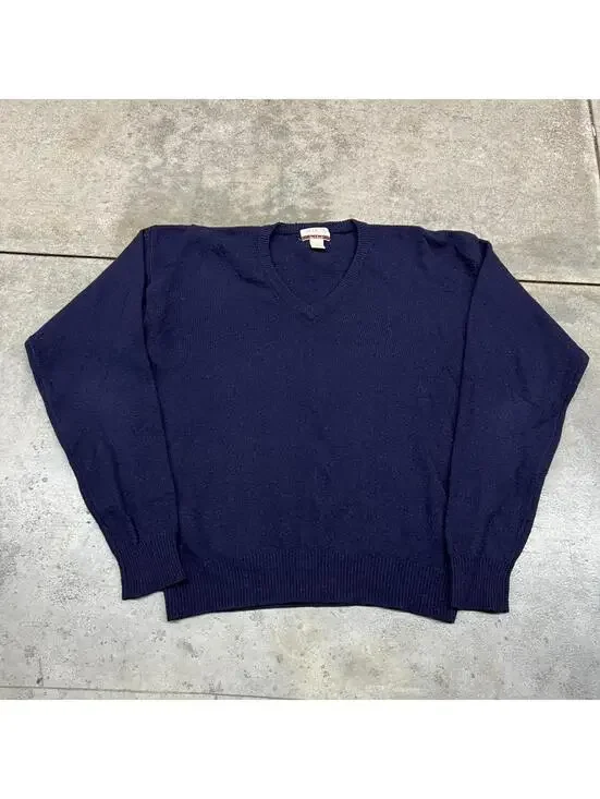vintage jos a bank navy v neck knit sweater size large