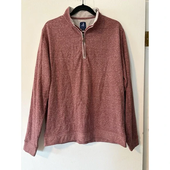 Johnnie-O Sully Quarter Zip Sweater Men's Large Red Wrinkle Resistant Outdoors